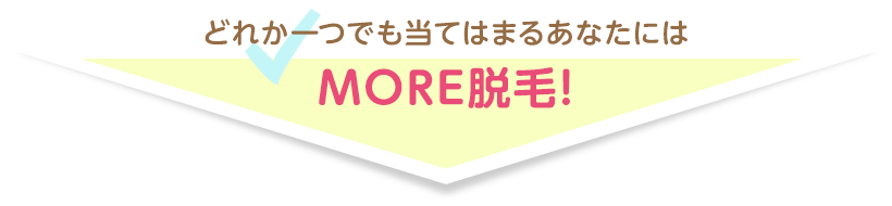 どれか一つでも当てはまるあなたには MORE脱毛!